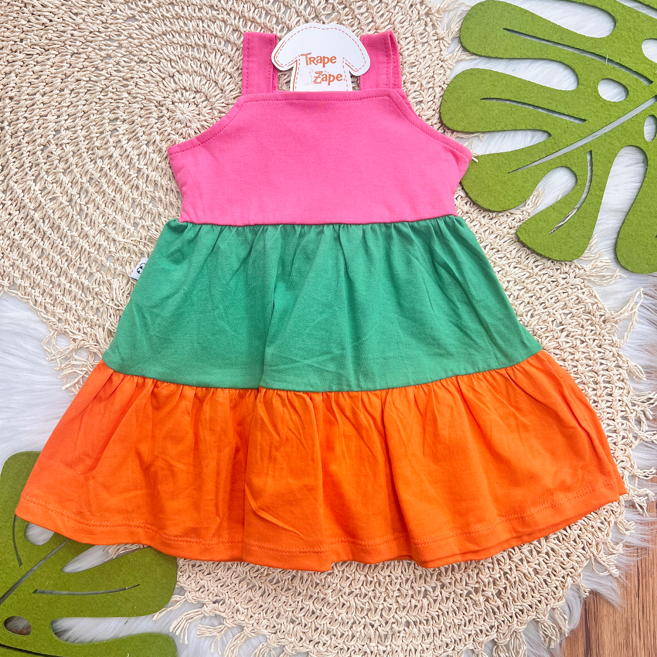 Vestido Três Marias Colors verão - Rosa, Verde e Laranja